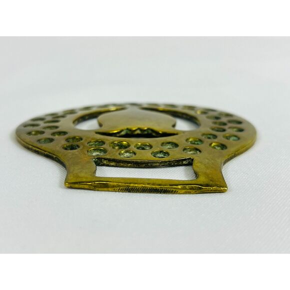 19th Century Brass Horse Harness Medallion Tulip Parade - Picture 3 of 9